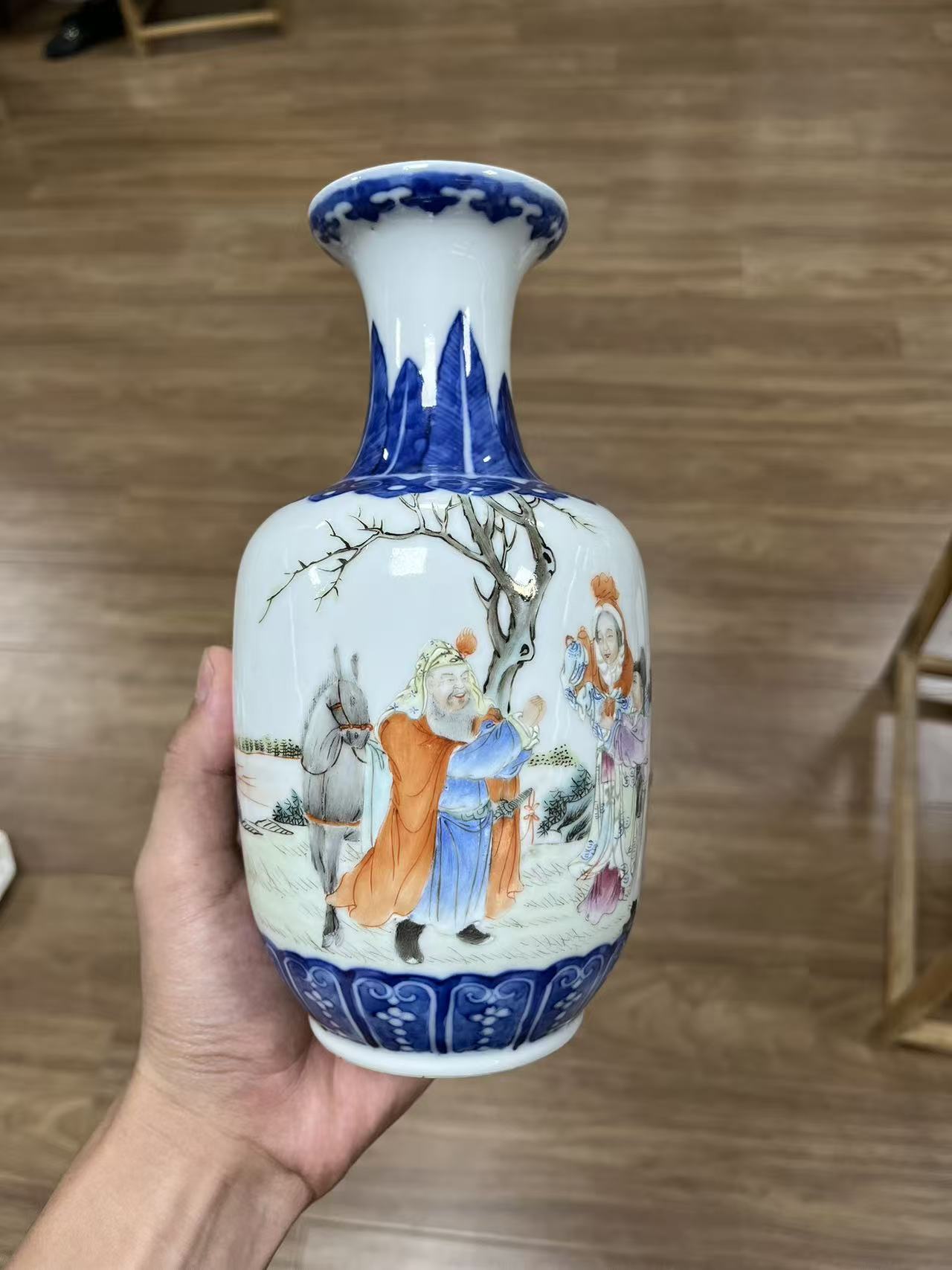 仿古瓷 仿古中式八仙过海图纹陶瓷赏瓶客厅装饰摆件