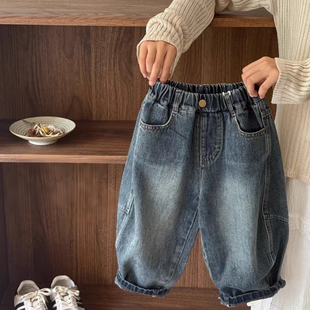 男童秋季水洗牛仔裤2025新款男宝老爹裤超软韩版洋气复古牛仔裤潮