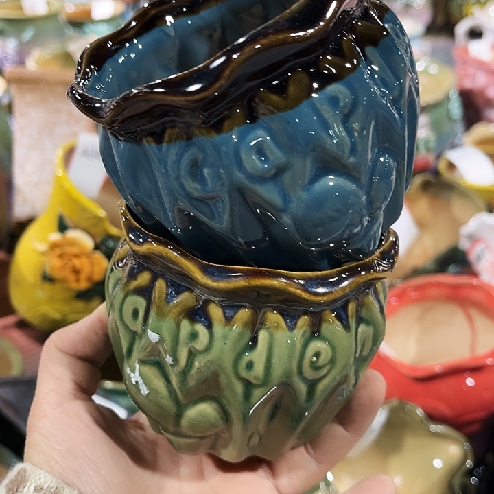 瓷片花盆多肉植物艺术品