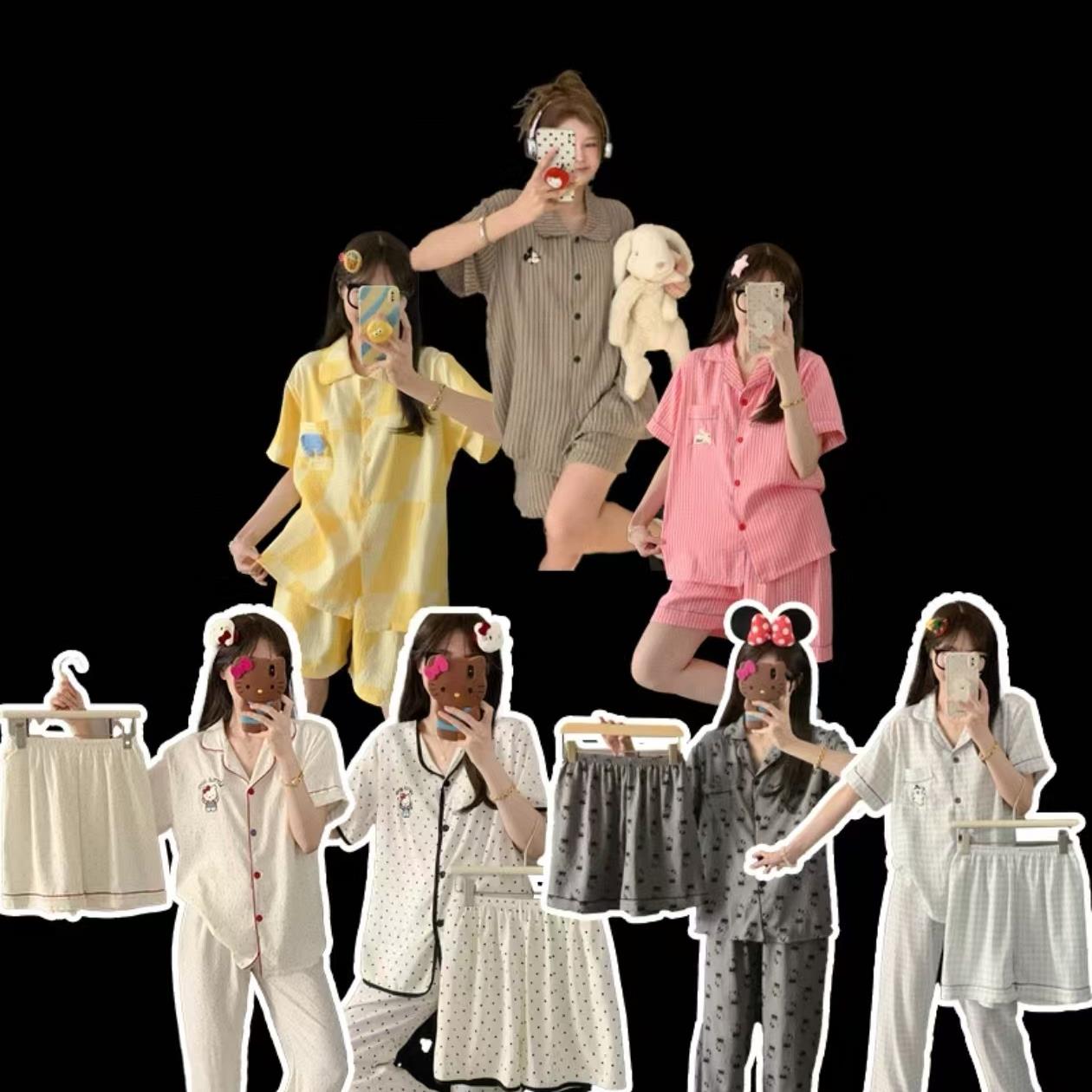 （新号开播福利）春秋季长袖睡衣女甜美扎染蝴蝶云朵棉可外穿家居服