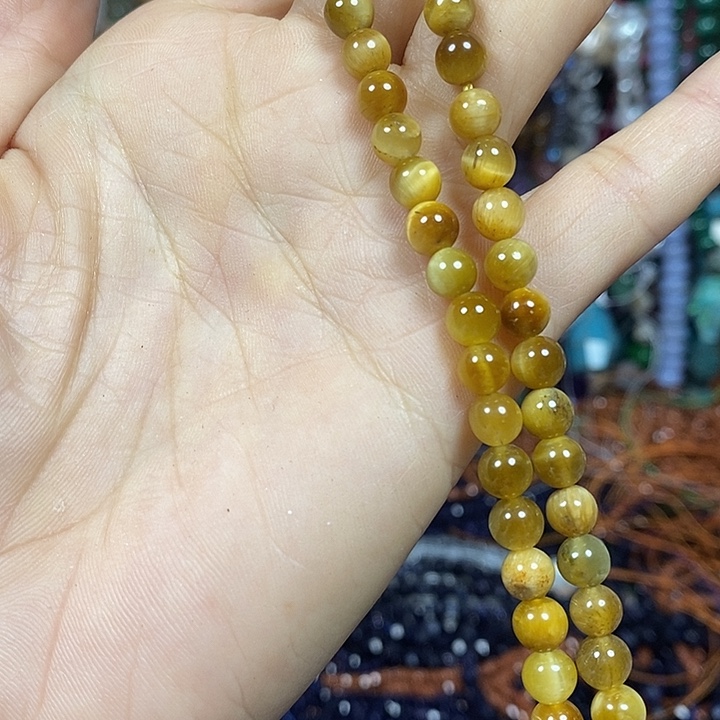 玛瑙/玉髓未镶嵌珠宝半成品天然金虎卡6mm