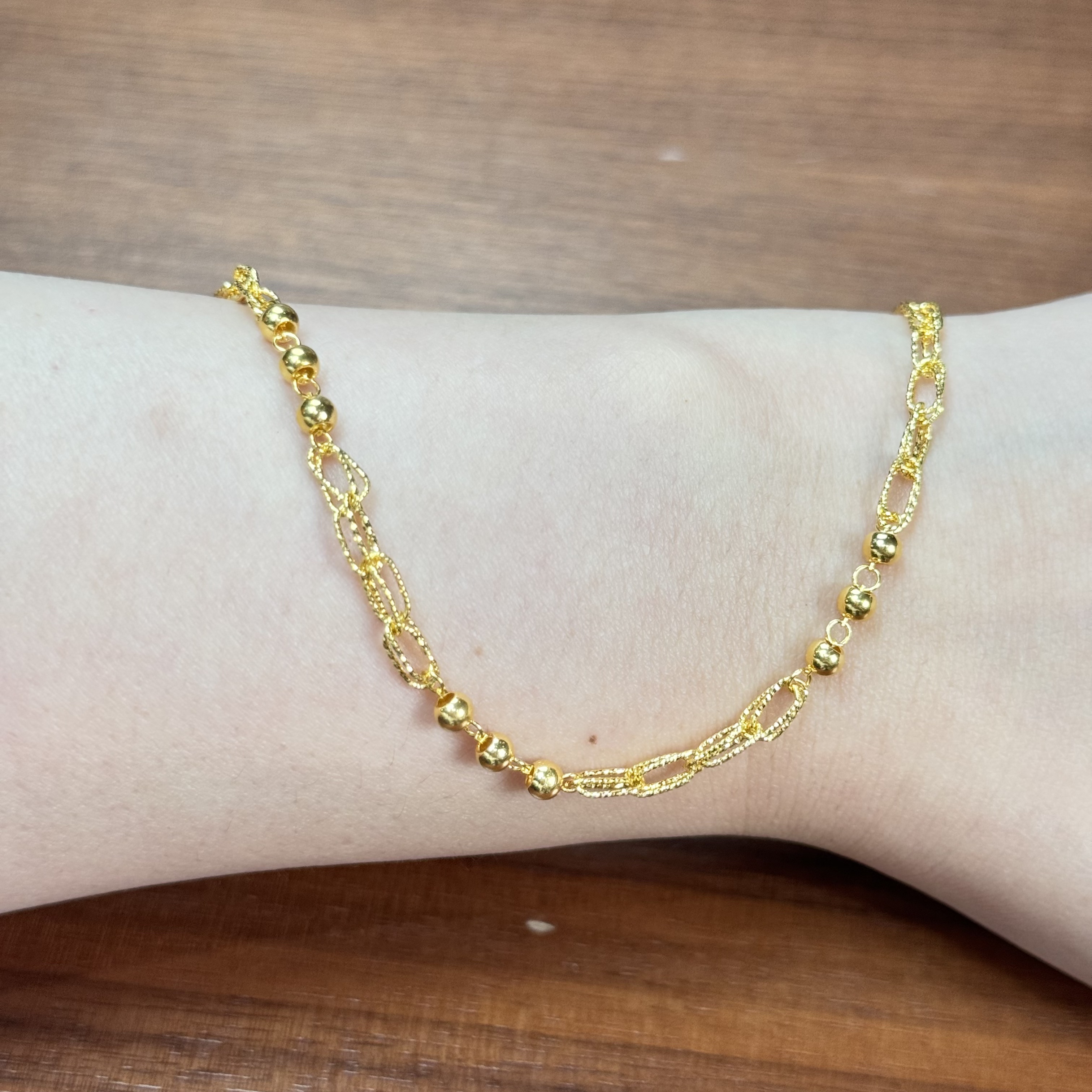 小飞专属 J【金珠环扣手链】足金999精工首饰手链