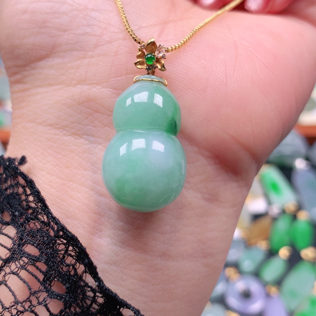 翡翠18K金镶嵌吊坠(不含链)