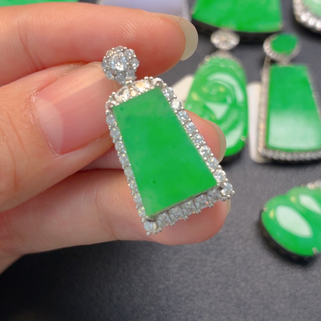 翡翠银S925镶嵌吊坠(不含链)