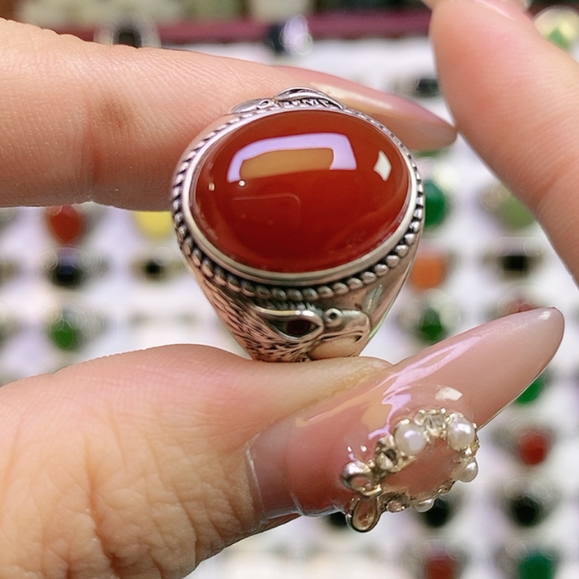 【闪购商品】银S925镶嵌戒指玛瑙/玉髓