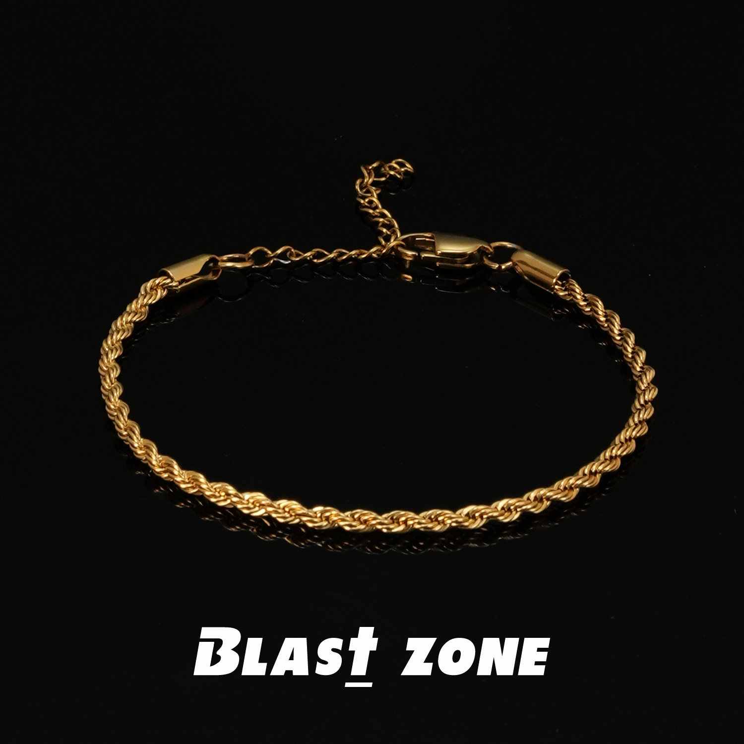 钛钢手链 巨显贵~3mm金色麻花手链素款美式高级感男配饰品 强保色商品图