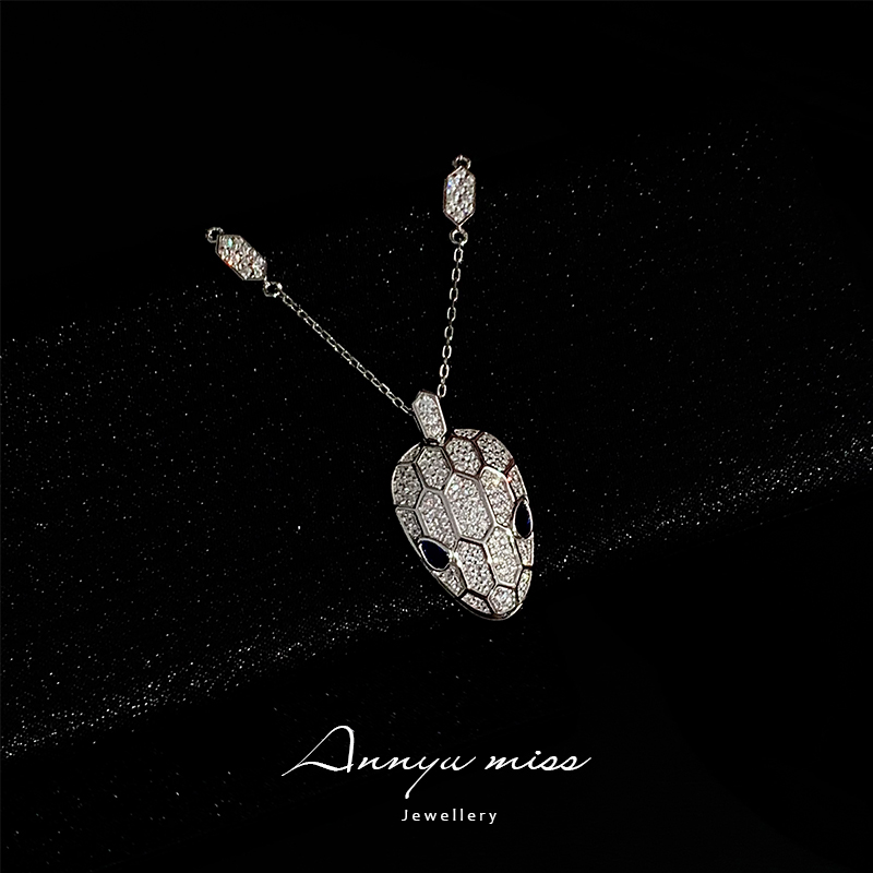 坠链均925银 【ANNYUMISS】经典蛇头满钻款项链重工个性轻奢款