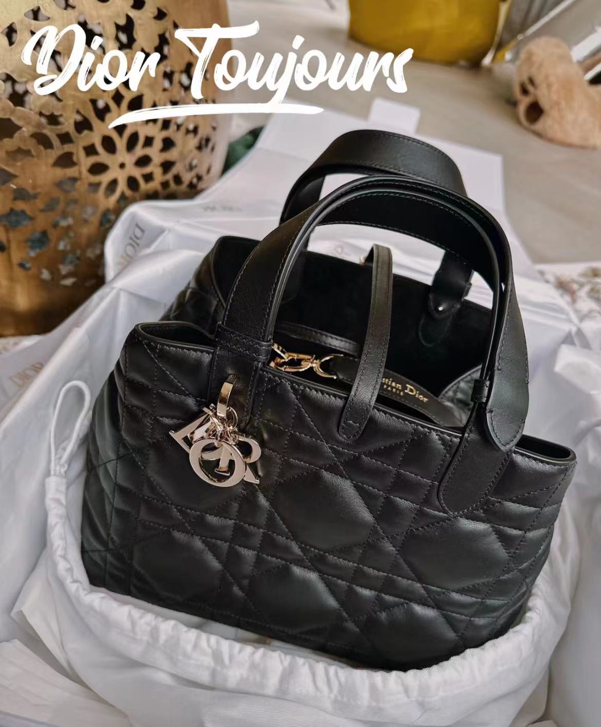99新 DIOR/迪奥 黑金土著中号  28cm 12763248