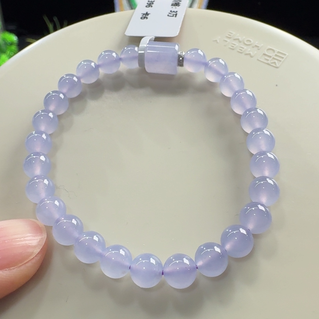 翡翠未镶嵌手链冰红春紫单圈6mm