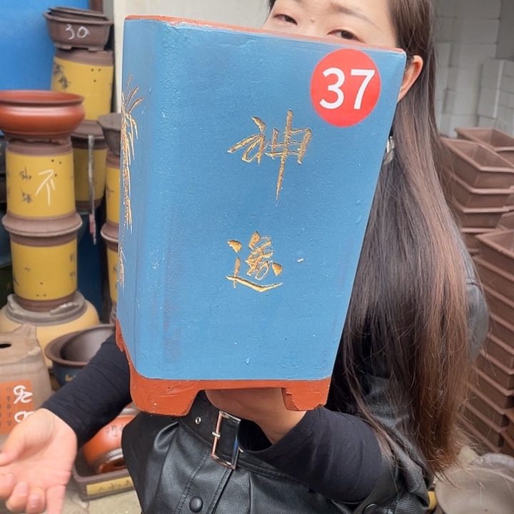 17蓝高四方花盆紫砂花盆紫砂