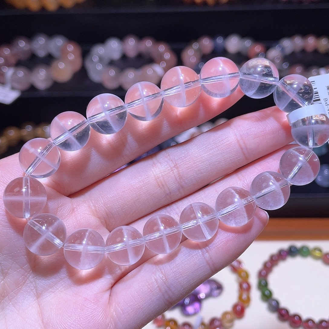 水晶手链未镶嵌白幽灵手链，晶体通透11