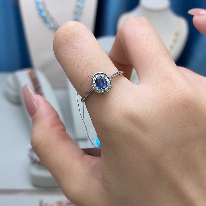 戒指蓝宝石银S925镶嵌