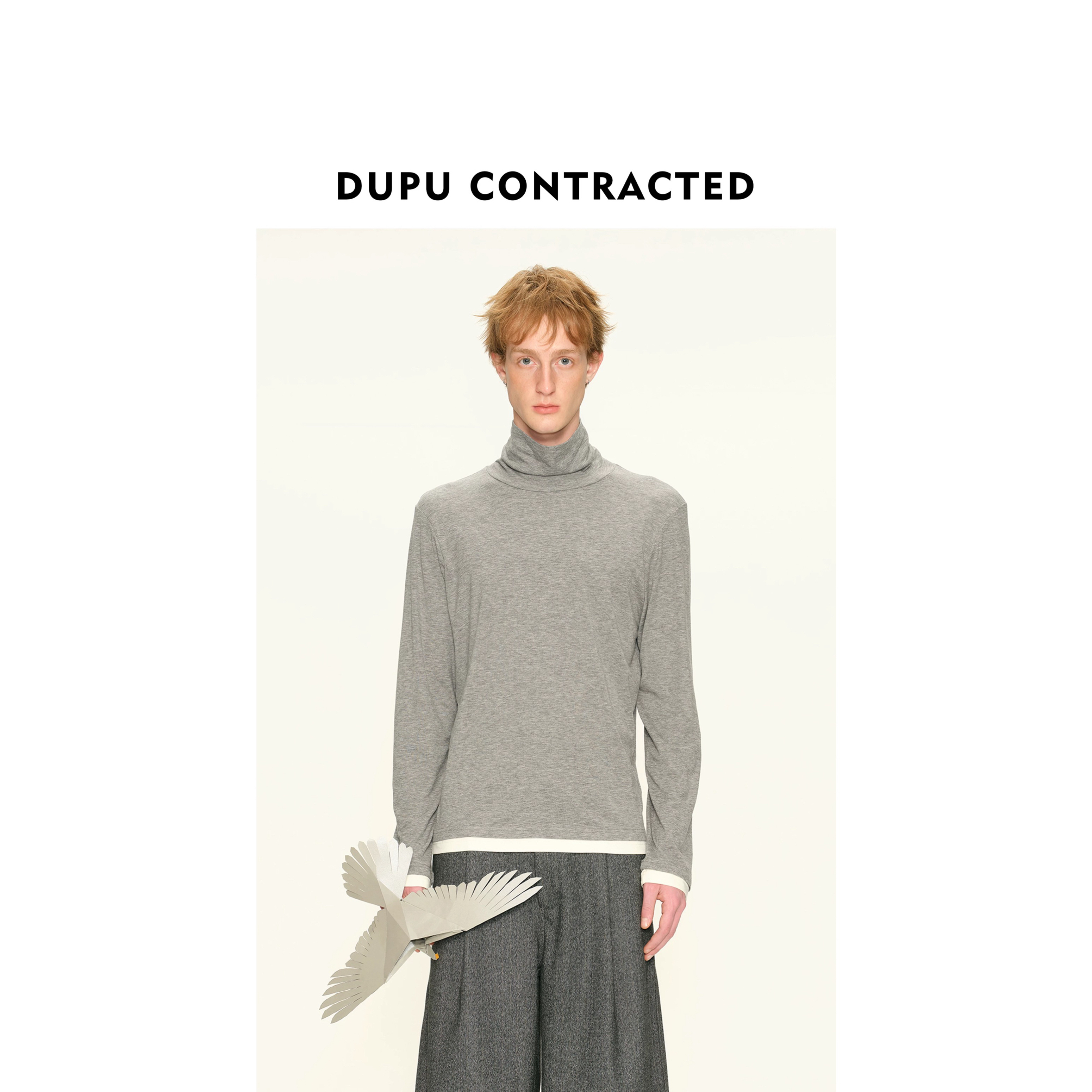 【DUPU】口粮系列/天丝羊毛轻薄高弹修身中领高领撞色打底衫