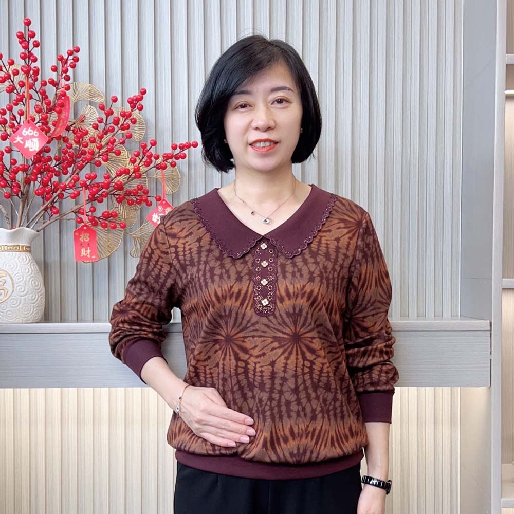 2025秋季新款洋气减龄百搭休闲宽松显瘦气质翻领印花中老年妈妈装