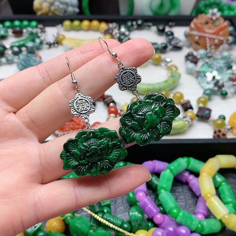 【闪购商品】银S925镶嵌翡翠耳饰