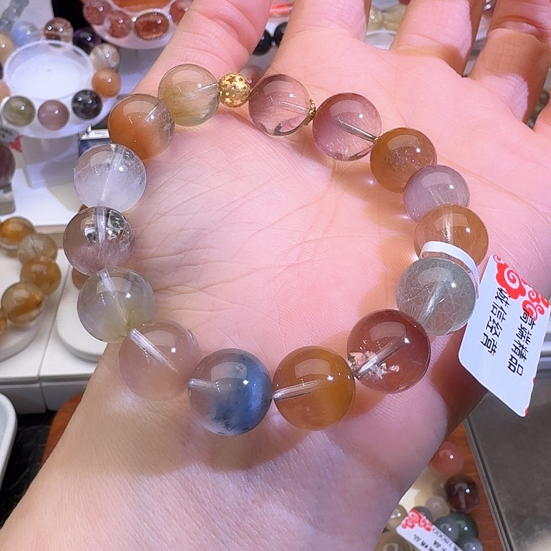 水晶手链未镶嵌若*天然巴西兔毛手串