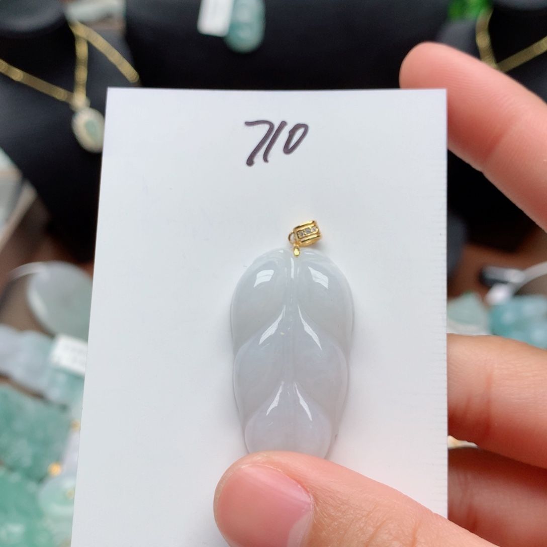 翡翠颈饰银S925镀金镶嵌吊坠