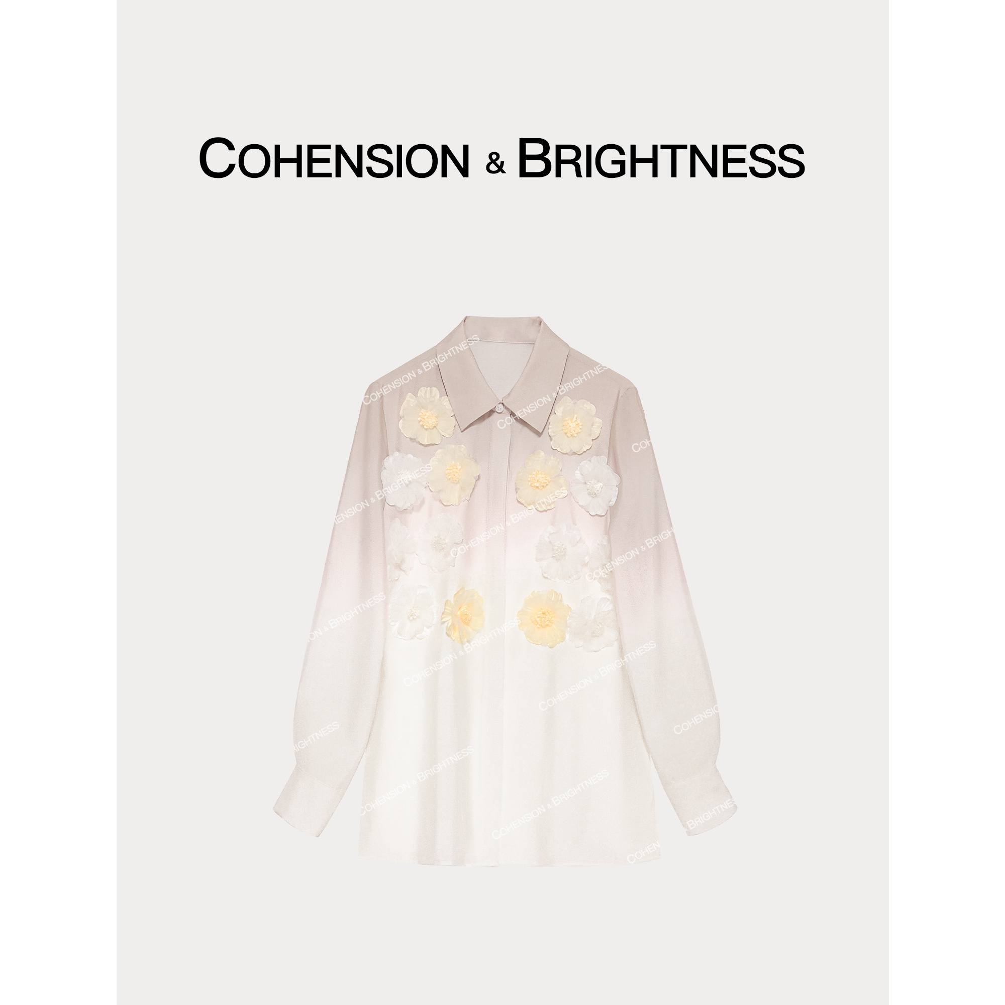 凝慧真的好【春色飞花】春季新款时尚立体花朵渐变色衬衫汉服CQ296