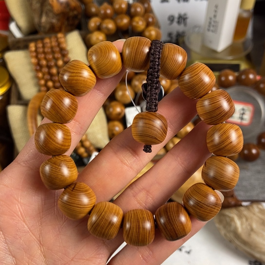 柏木（崖柏）手串/手链北太行高崖黑油骨料13/14微裂