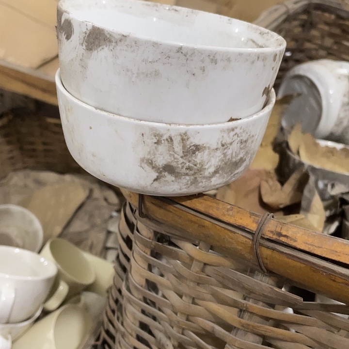 瓷片航空定制直口碗一对 口径12.5厘米