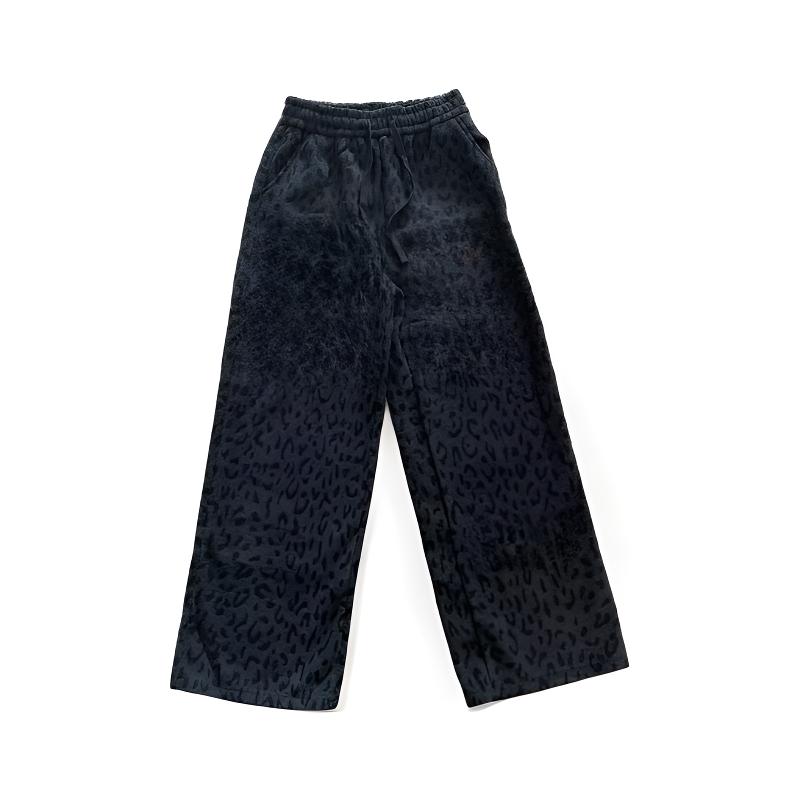 新款 豹纹印花休闲卫裤女直筒裤休闲百搭
