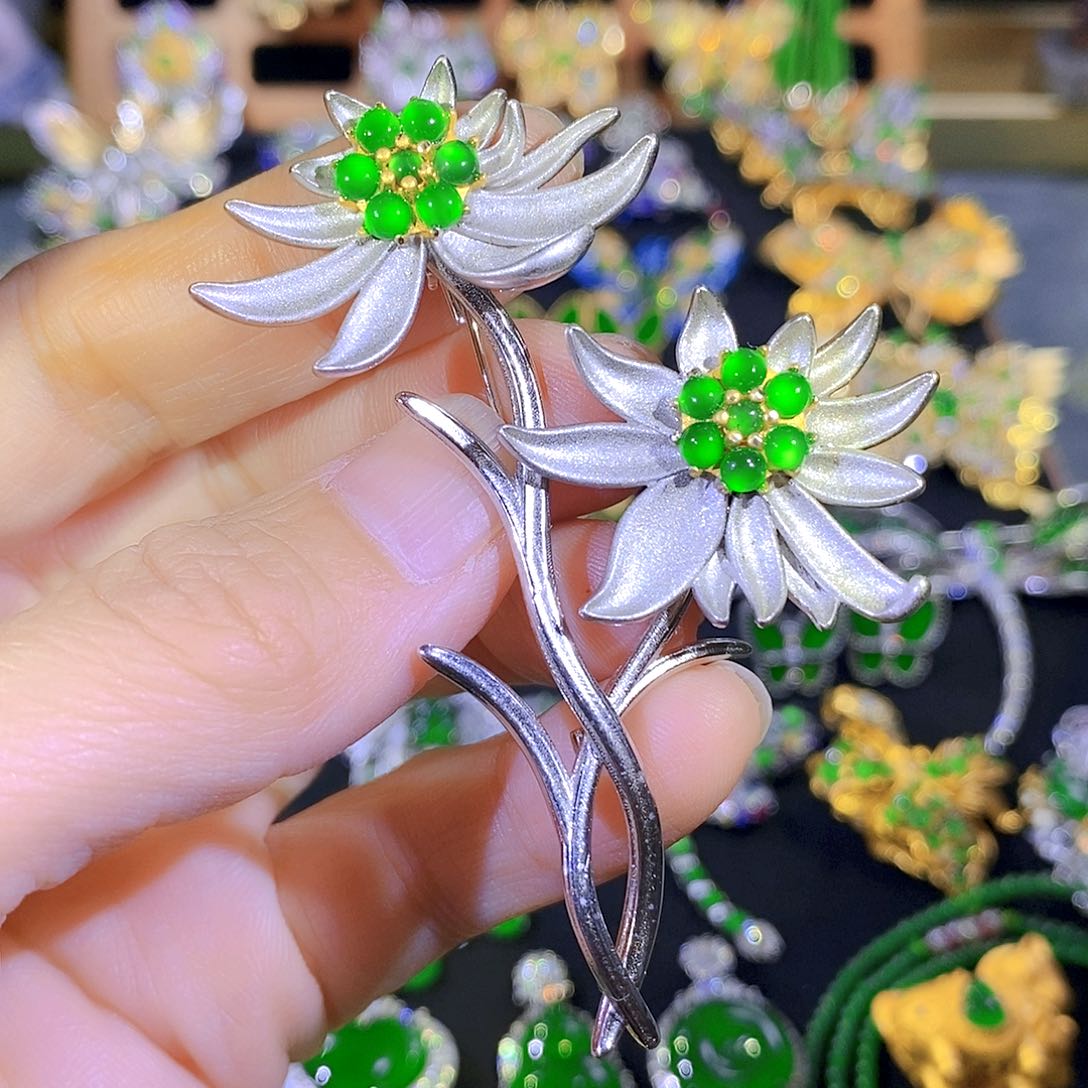 吊坠(不含链)银S925镶嵌翡翠