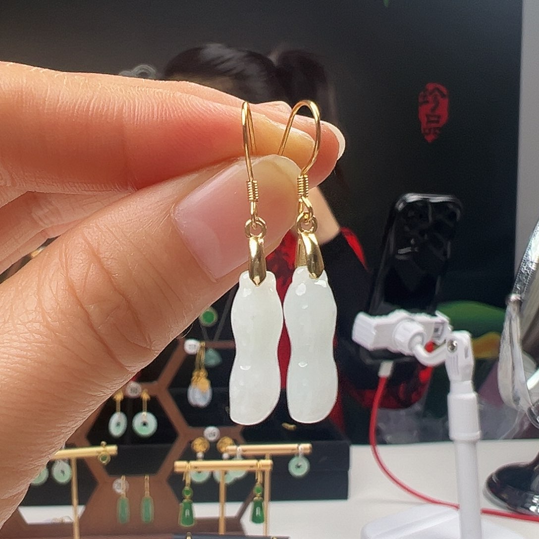 银S925镶嵌翡翠耳饰