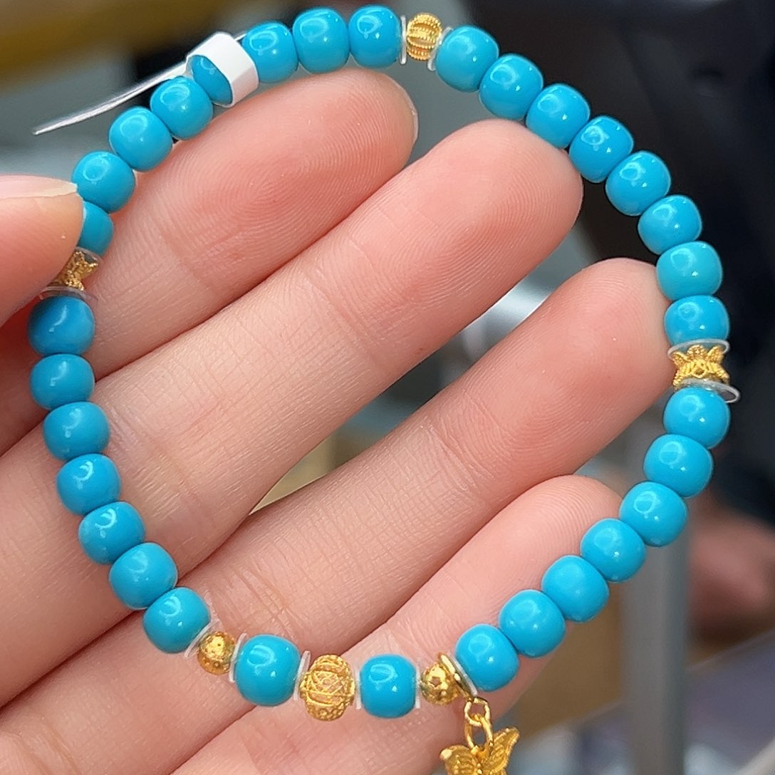 绿松石珠宝奇石18K金镶嵌