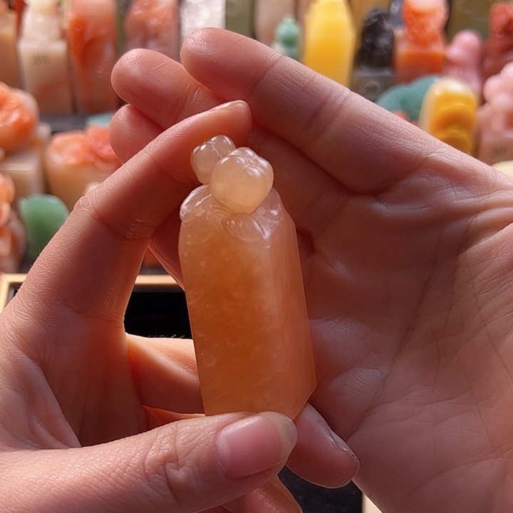 云南石印石寒***豆手工定制2厘米，柿子