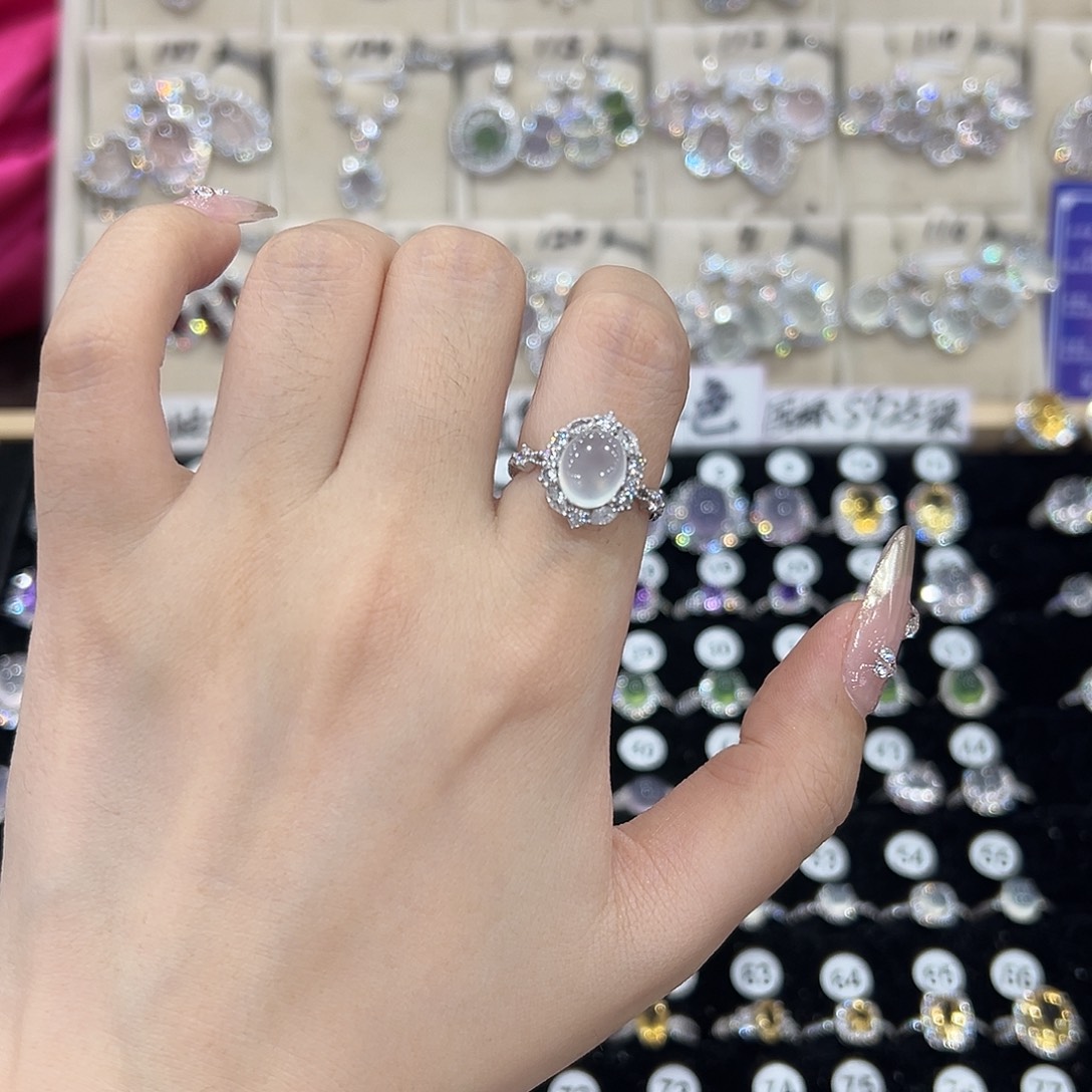 M***h蛇纹石玉银S925镶嵌戒指