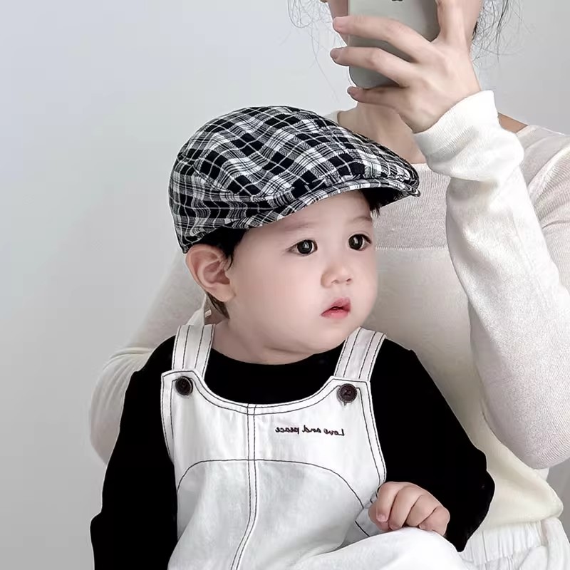 儿童帽子春秋季遮阳防风贝雷帽男女宝宝英伦风文艺鸭舌前进帽秋冬
