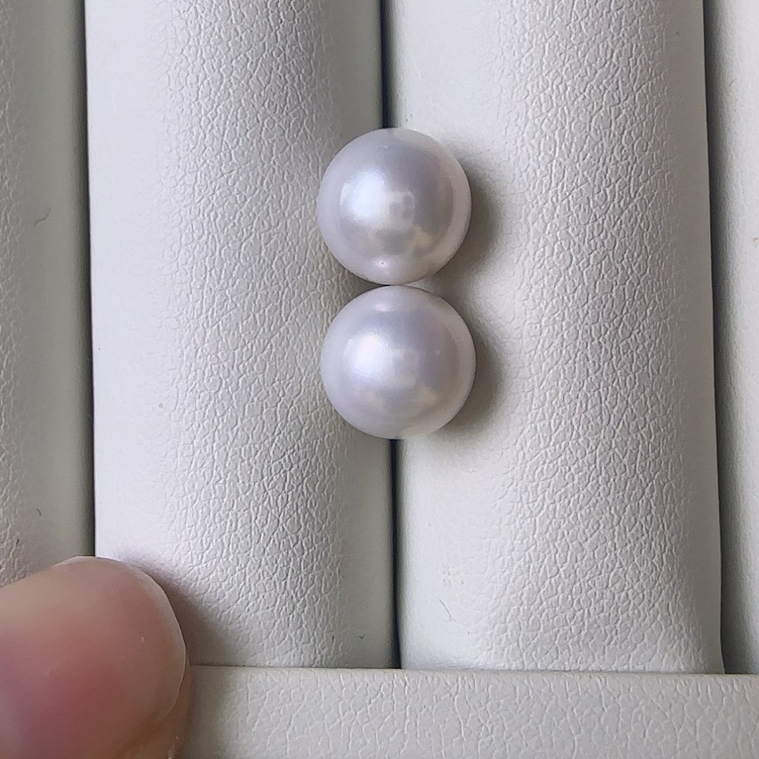 淡水珍珠银S925镶嵌耳饰9～10裸珠定制