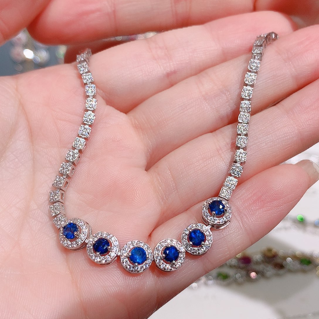 手链蓝宝石银S925镶嵌