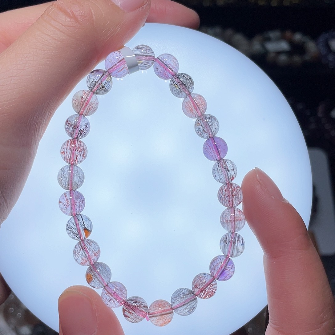 水晶手链未镶嵌超七手链，晶体通透