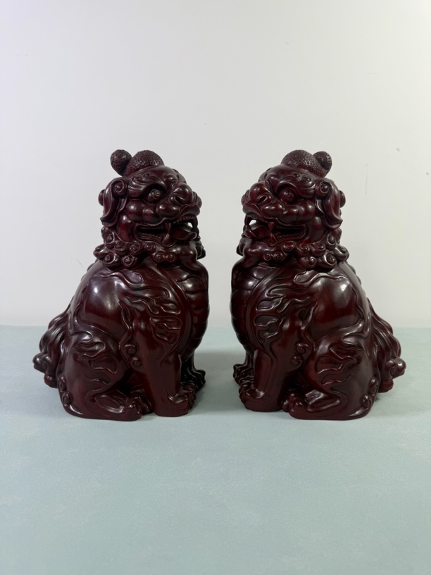 小叶紫檀 貔貅一对/居家办公摆件