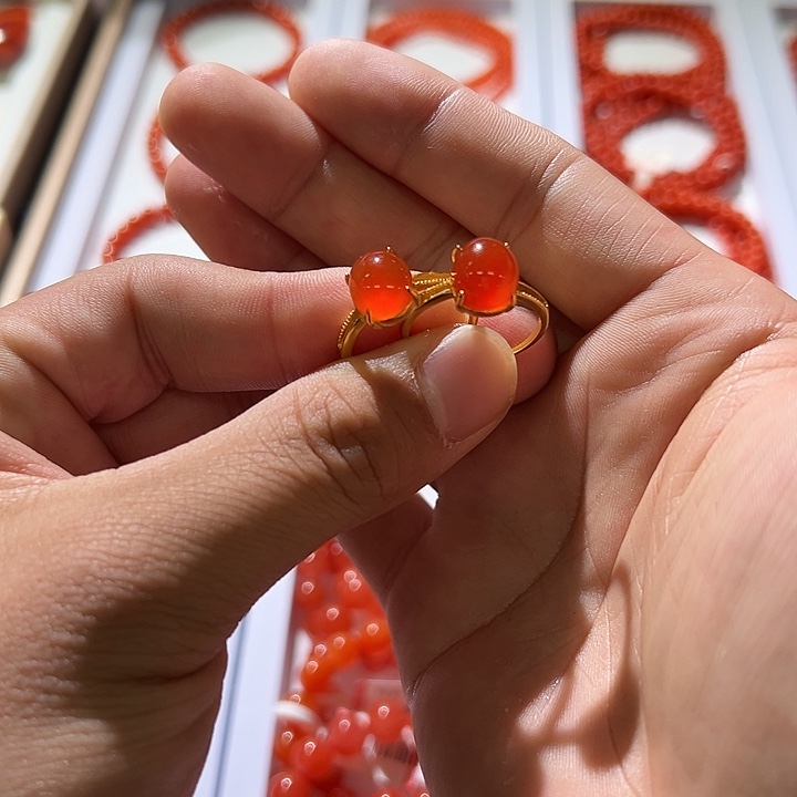 南红玛瑙银S925镶嵌戒指多样性发货拍一发一