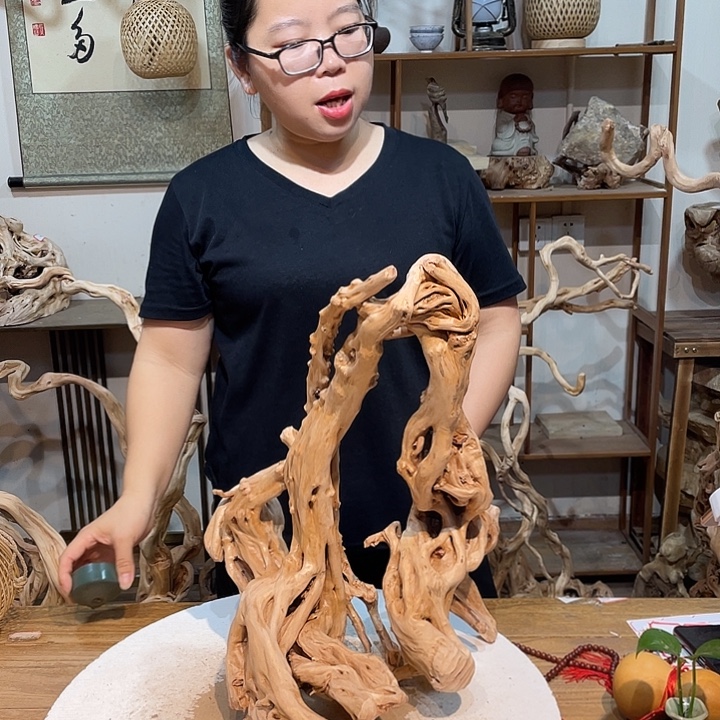 香榧木杜鹃根根艺摆件