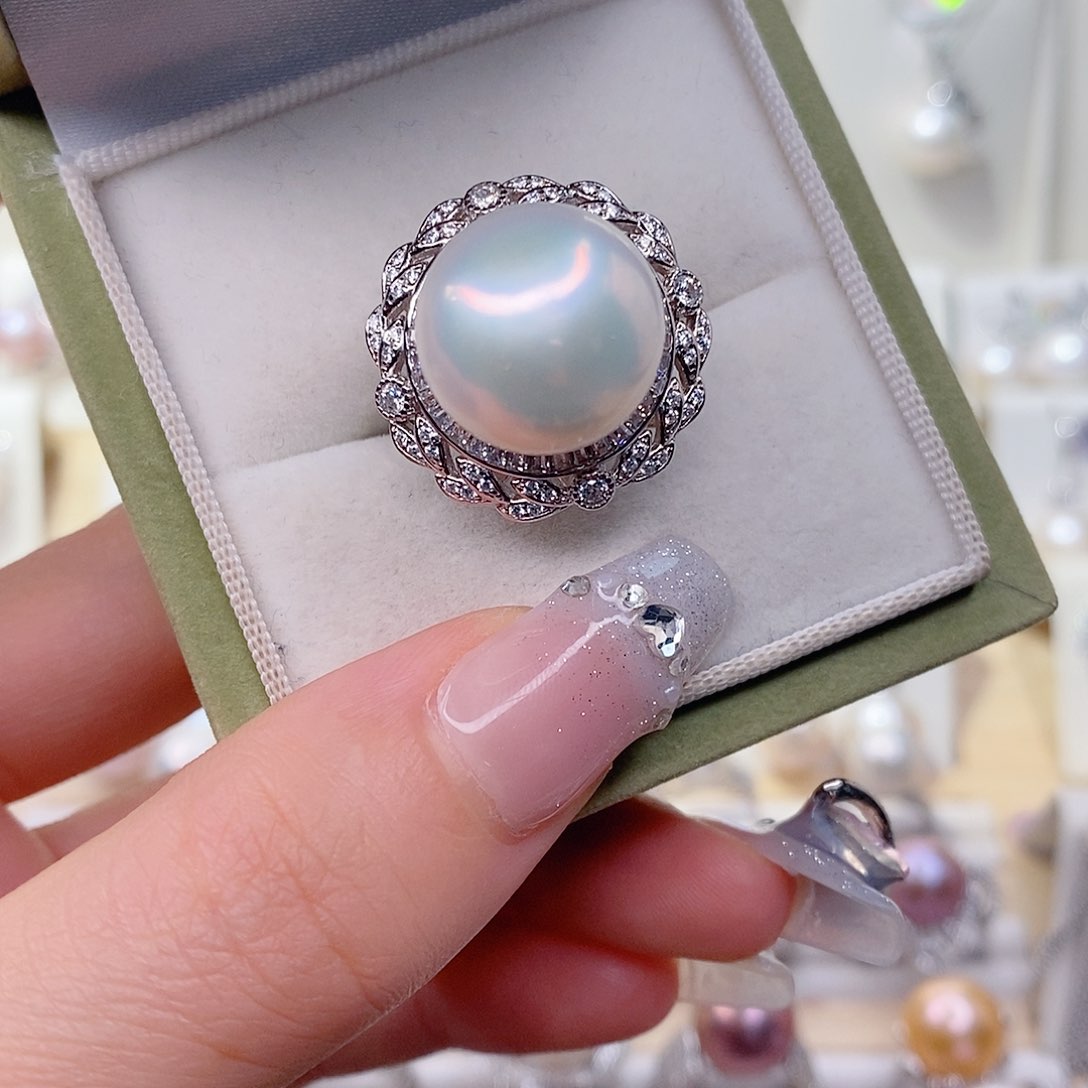 戒指银S925镶嵌淡水珍珠萱*品