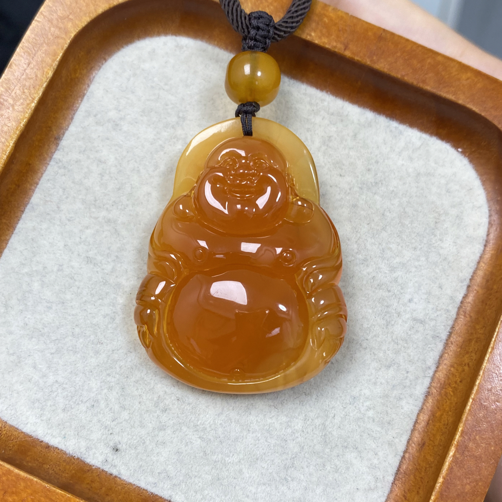 天然蜜蜡蜜糖色吊坠项链