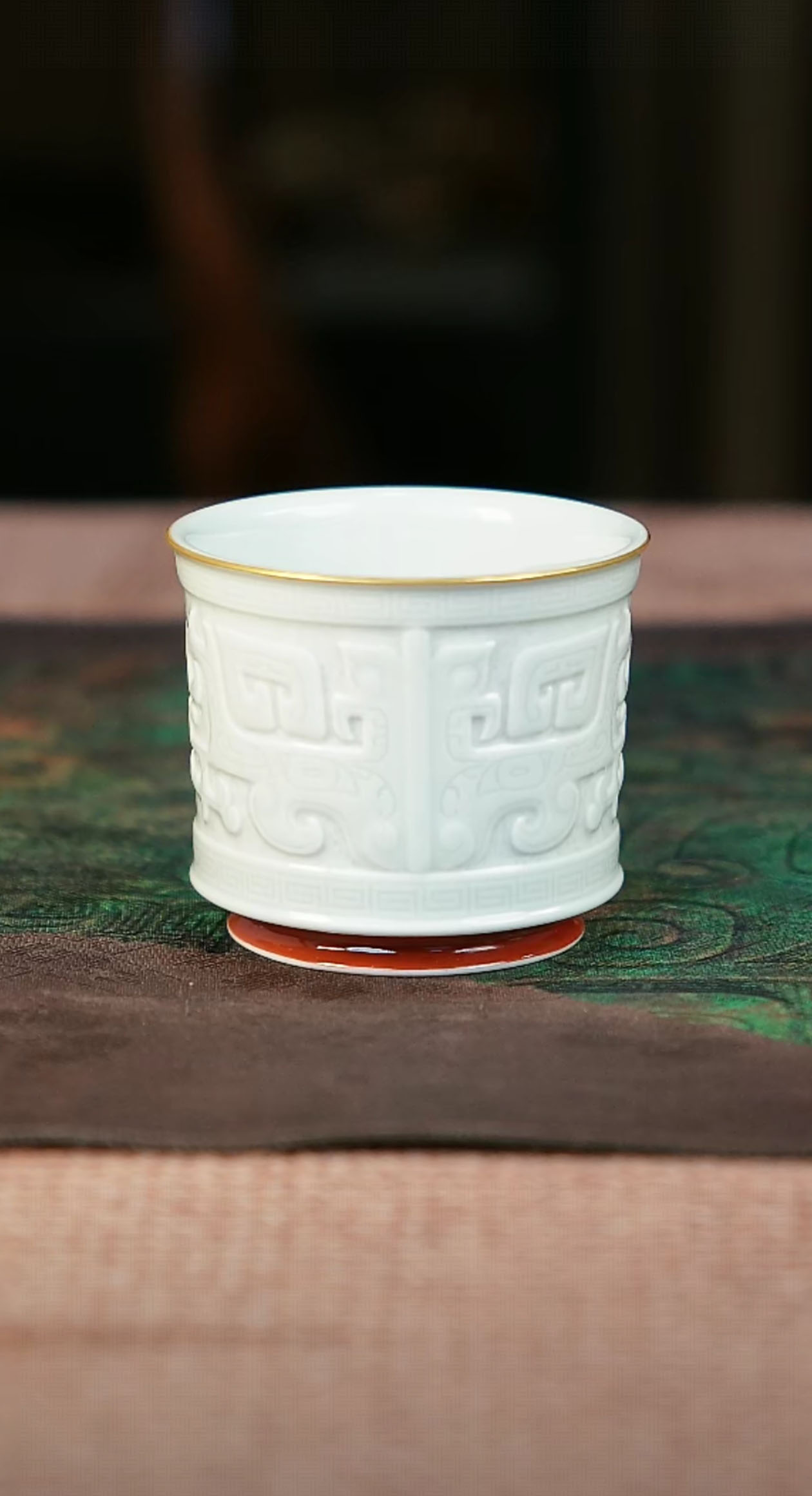 【九鼎】青花·青铜饕餮纹单杯手工