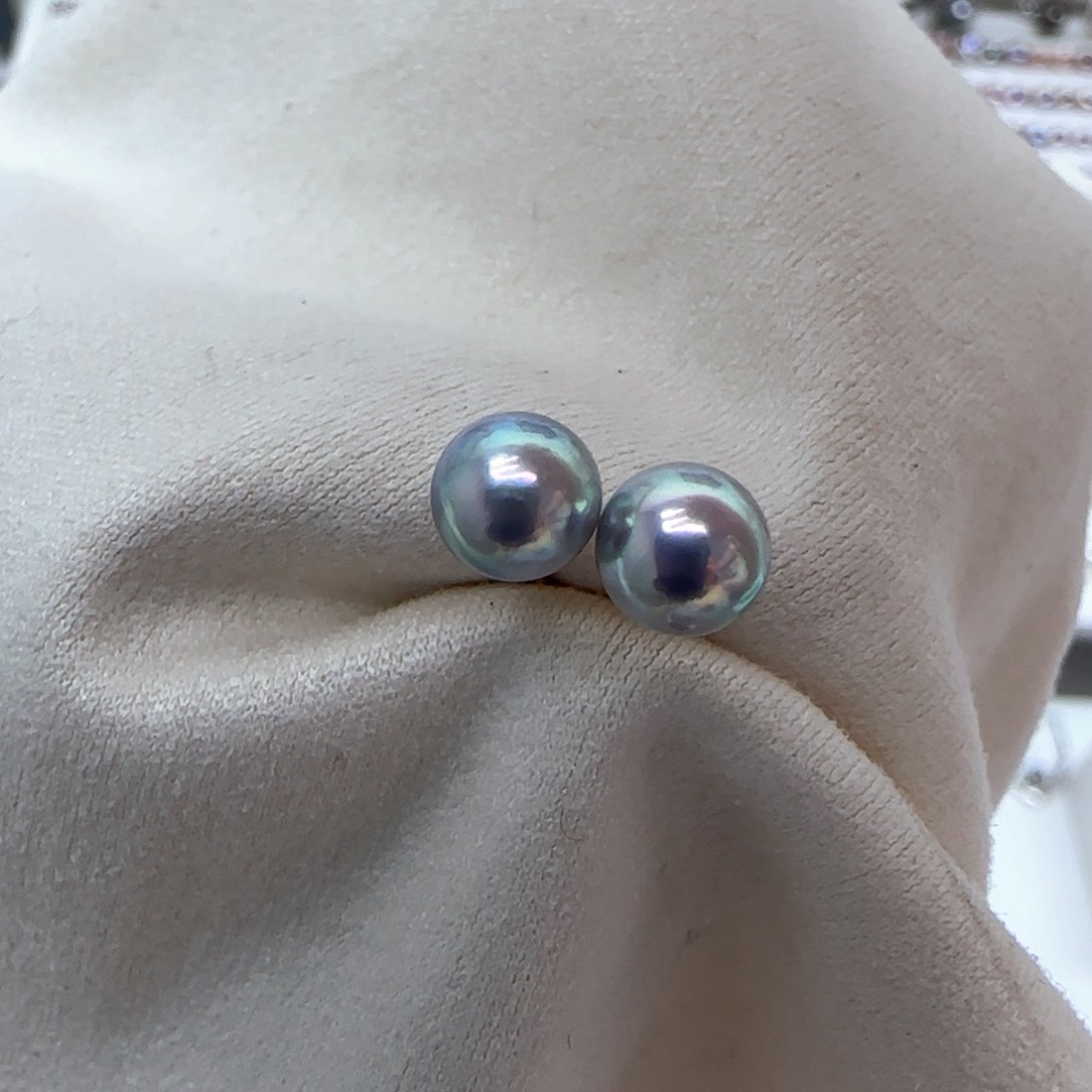 银S925镶嵌海水珍珠耳饰