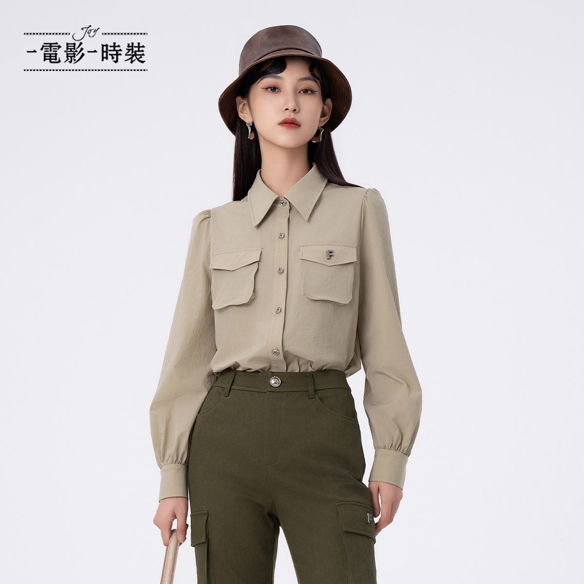 【九月专属】一电影一时装美式翻领工装飒酷长袖衬衫FFIS114815