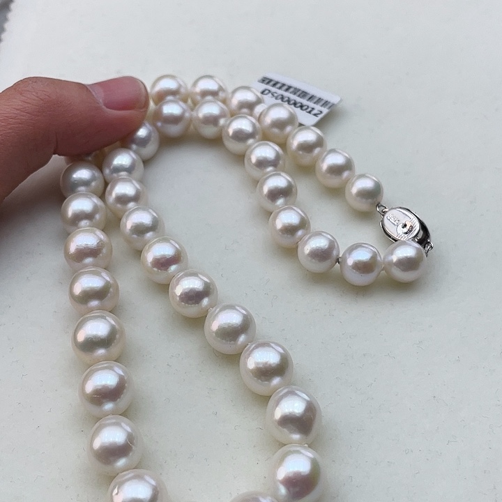 淡水珍珠颈饰银S925镶嵌卡10-11极光炫彩高品