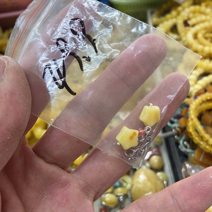 裸石蜜蜡银S925镶嵌耳坠