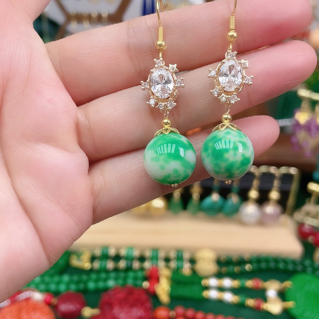 玛瑙/玉髓合金耳饰