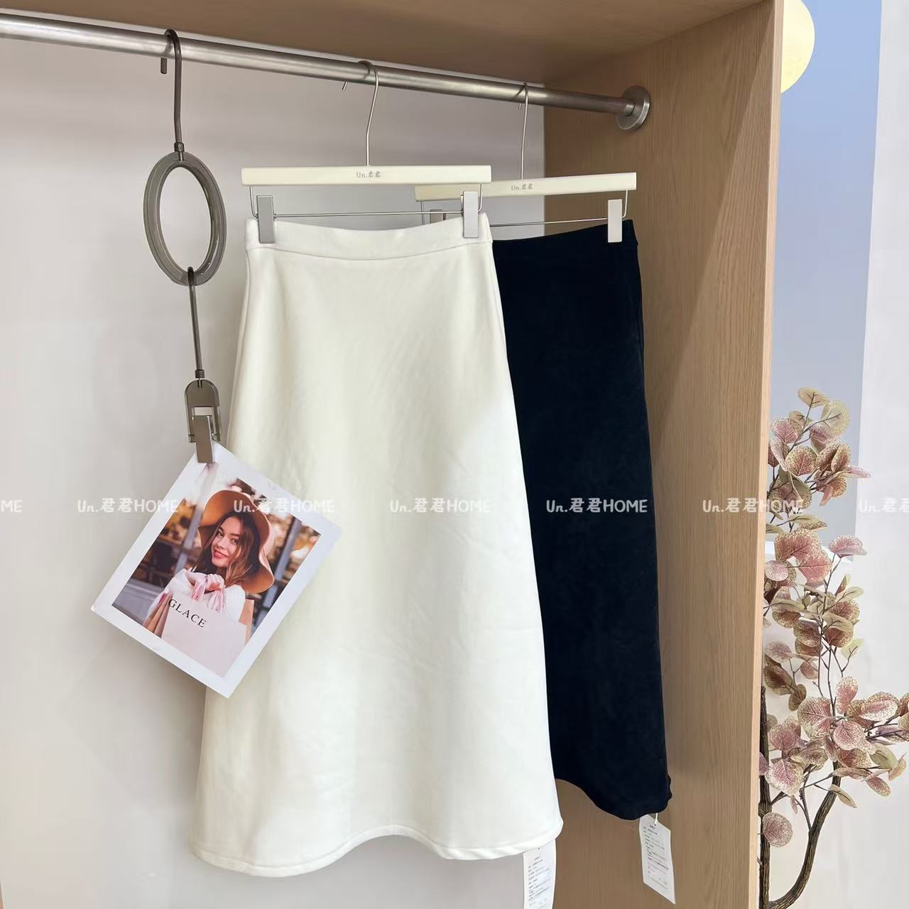 君君家【雪尼尔】韩版百搭厚实雪尼尔A字显瘦加绒半身裙7967