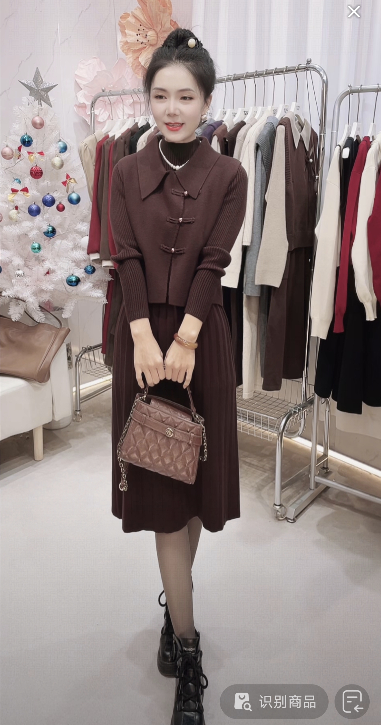 【编码130】真两件盘扣工艺休闲减龄时尚气质女款爆款针织女秋冬裙