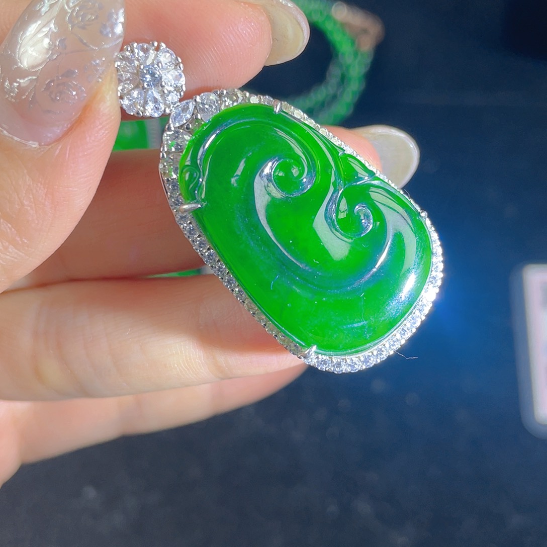 翡翠吊坠(不含链)银S925镶嵌