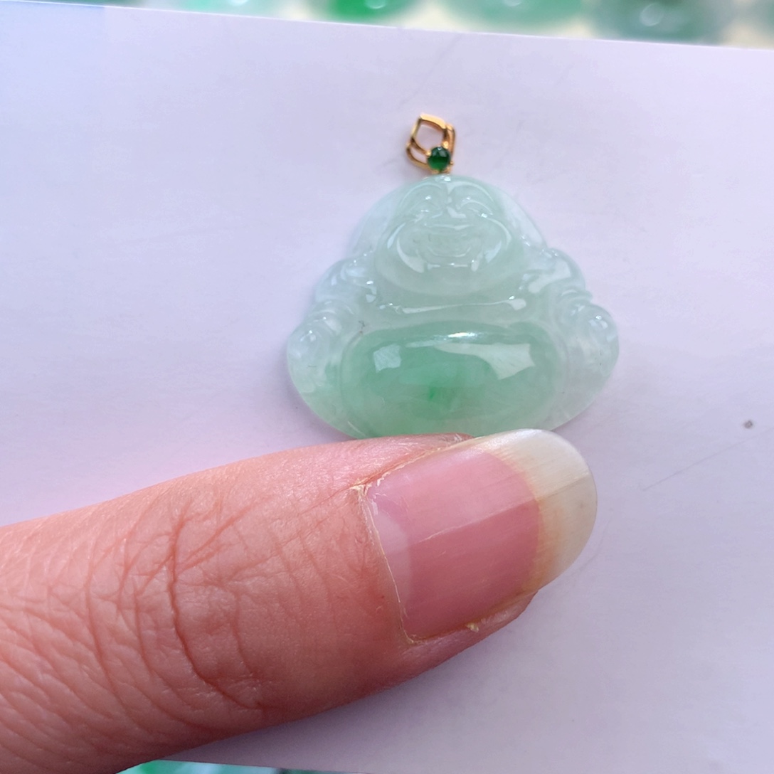 翡翠吊坠(不含链)18K金镶嵌