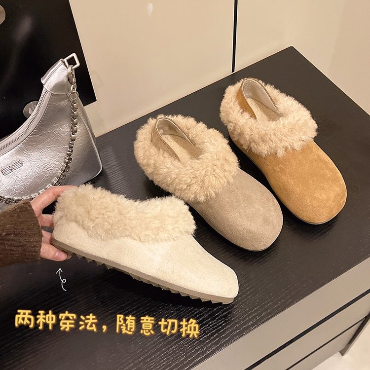 HM【5厘米两穿包头款】勃肯鞋加绒保暖休闲鞋学生棉鞋韩系雪地靴